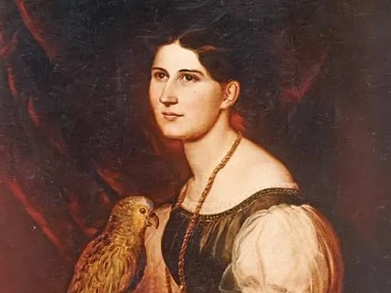 1795-August Hervieu - Ritratto di Mary Anna Custis (Lee) con pappagallo